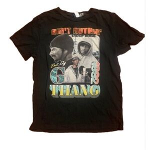 Black Graphic Tee with Snoop Dogg Print